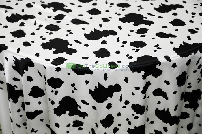 Silky Soft Charmeuse Cow Tablecloths, Table Overlays, Table Drapes & Banquets |