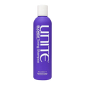 Purple shampoo bottle with white cap and text on a white background