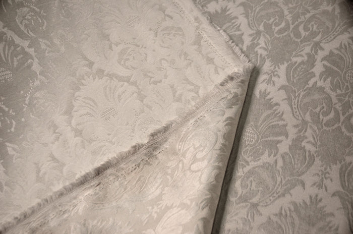 Vintage Damask Brocade Event Drapery Panels | Cotton Look Damask Curtains | White Ivory Blush | 100% Polyester |