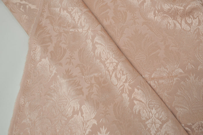 Vintage Damask Brocade Event Drapery Panels | Cotton Look Damask Curtains | White Ivory Blush | 100% Polyester |